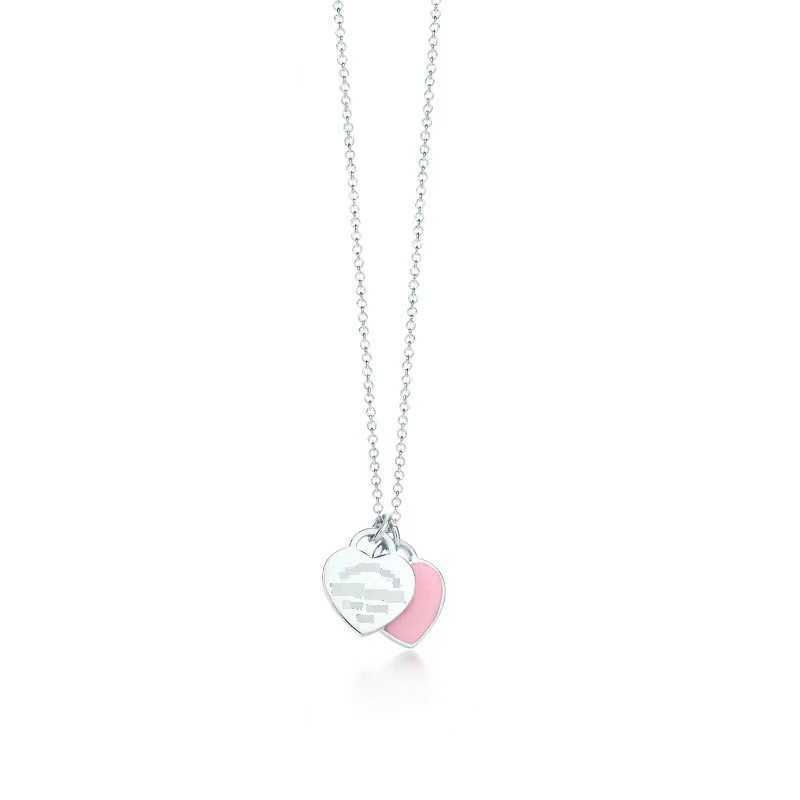 Pink Double Heart Necklace-925 Silver