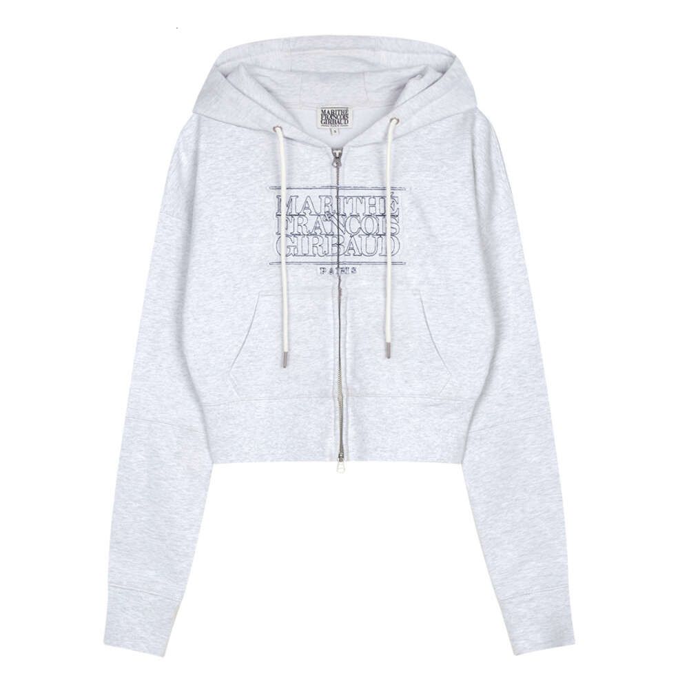 Sweat à capuche double fermeture éclair Mfgl gris blanc