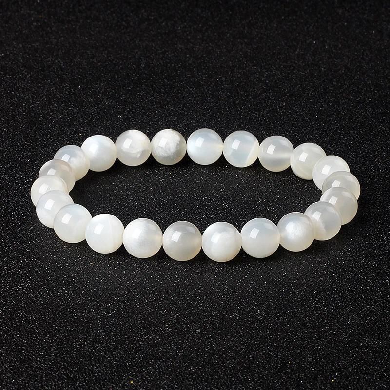 Perles de 6 mm, 17 cm, pierre de lune blanche.