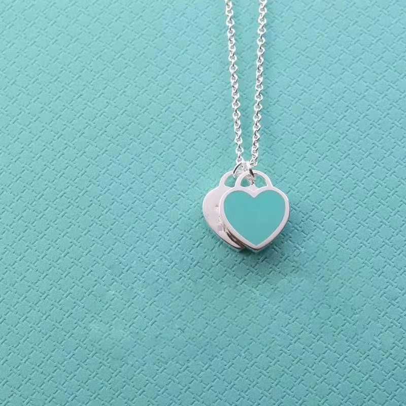 Blue Double Heart Necklace-925 Silver