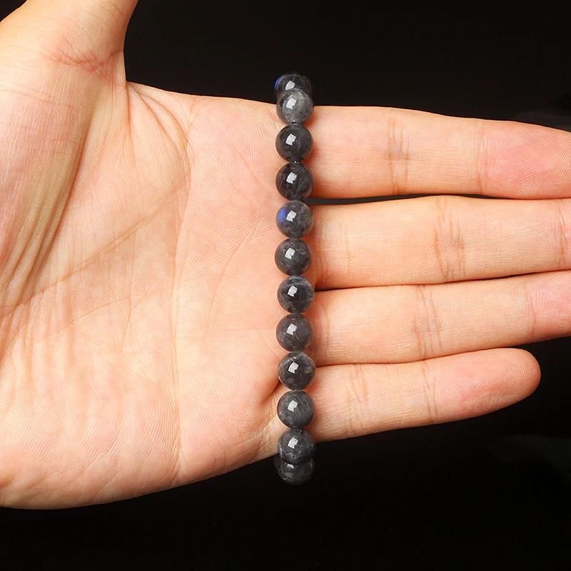 Perles de 6 mm, 17 cm, gris foncé.