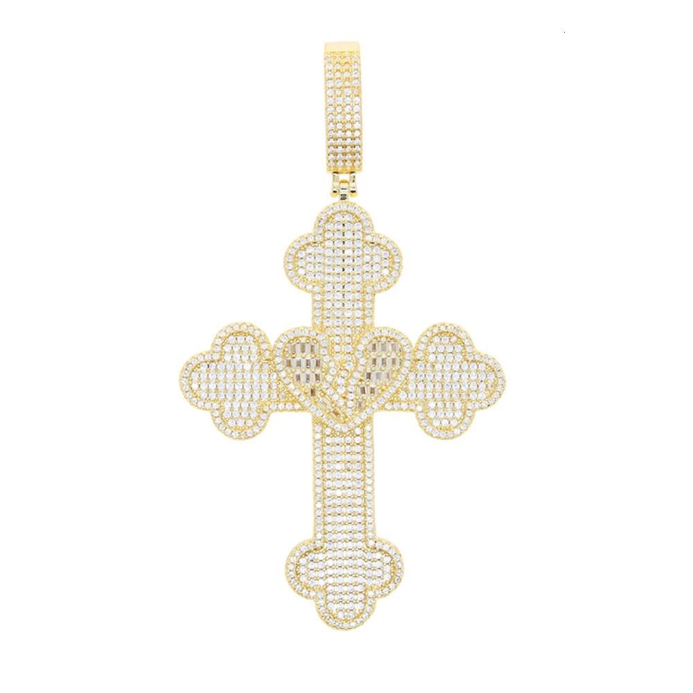 Breloque en forme de croix en forme de cœur, sans chaîne, en or uniquement