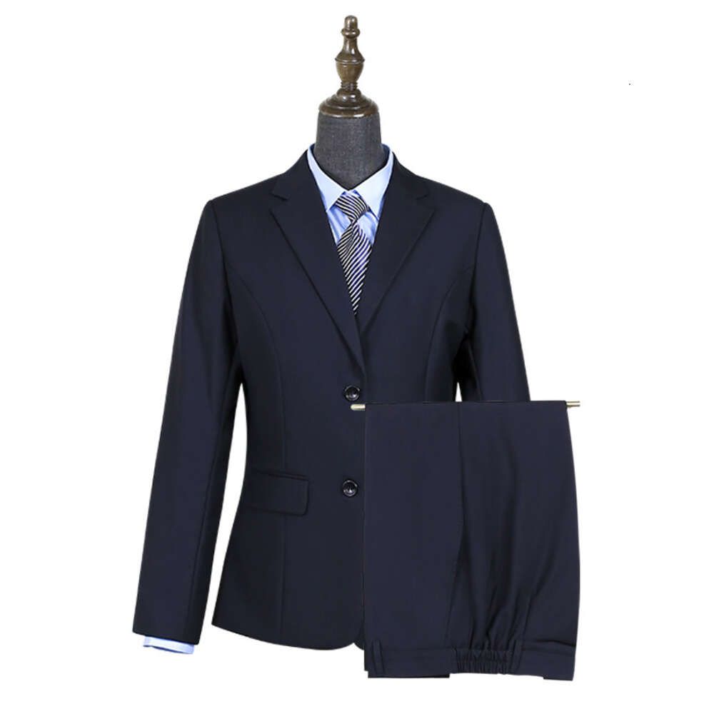 Marinblå kvinnor#039; s kostym topp+byxor