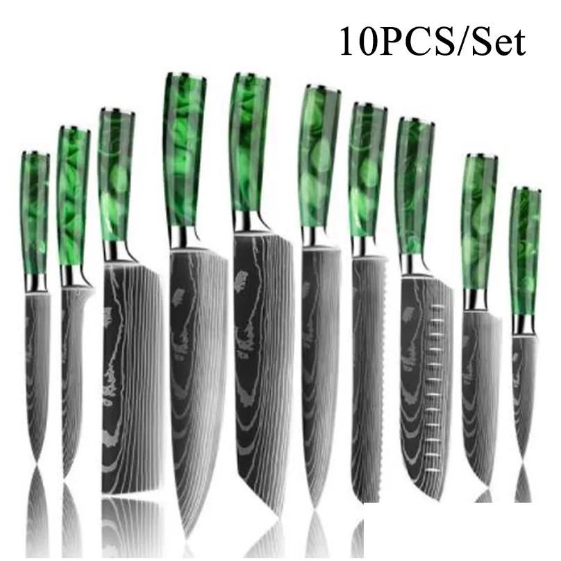 Green 10 Pcs Knife Set