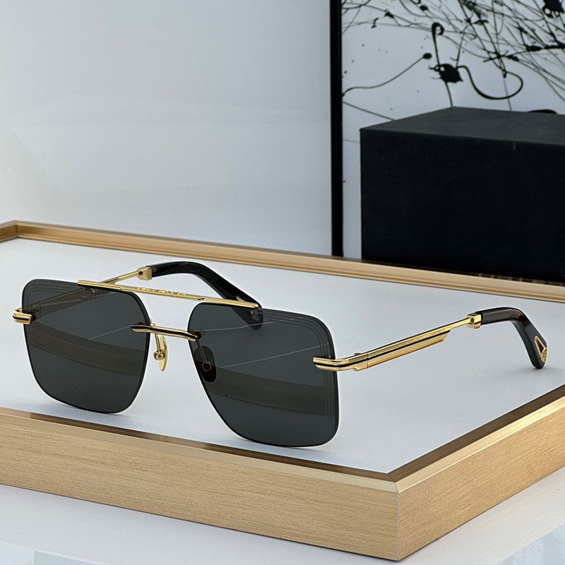 Gold framed gray lenses