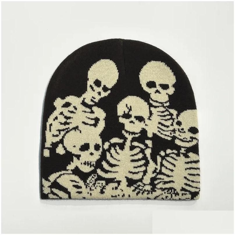 Bonnet Jacquard Skull - Café