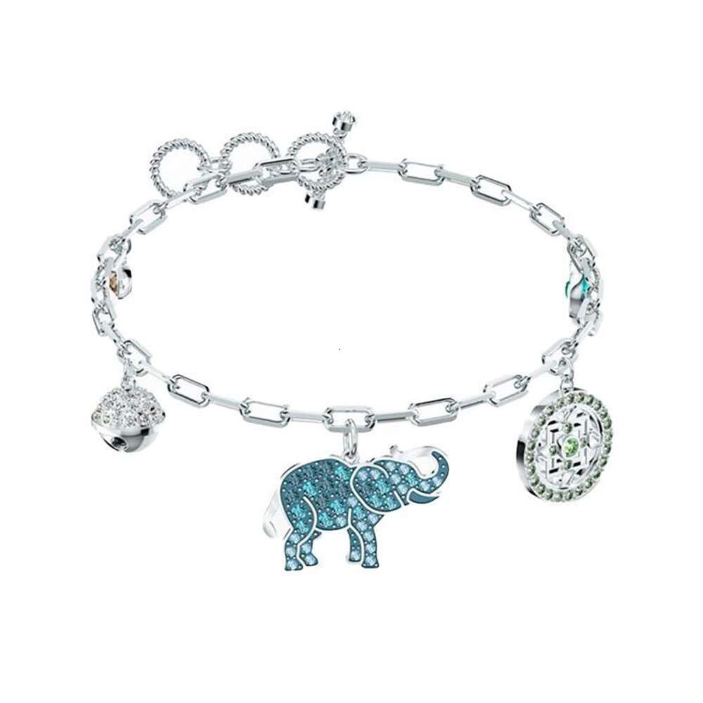 White Gold Blue Diamond Elephant Brace