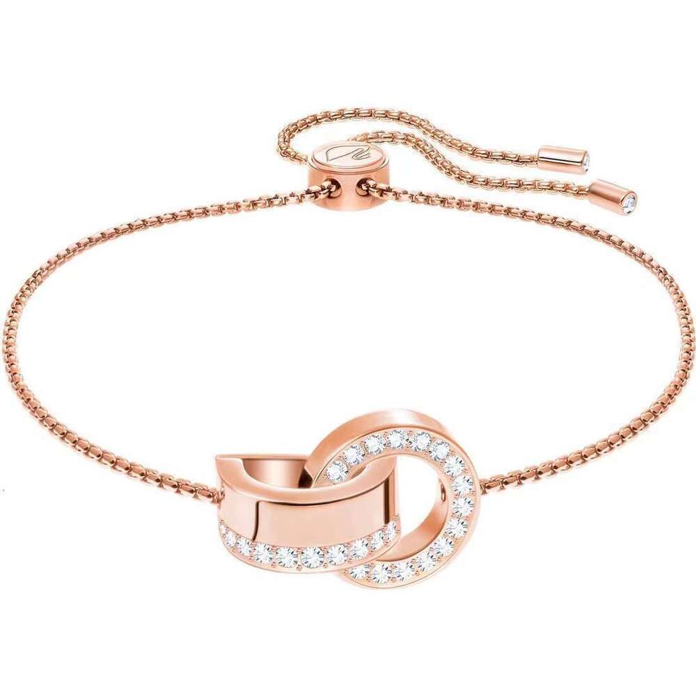 Rose Gold Double Ring Buckle Bracelet-