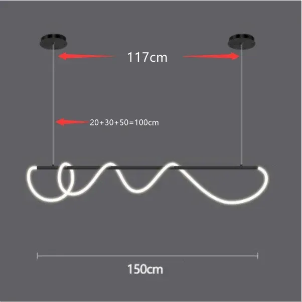 90-260V Koud wit 6000K zwart 150 cm