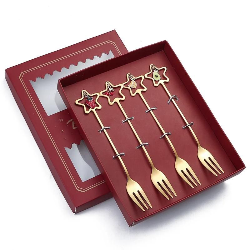 4Pcs Fruit fork red