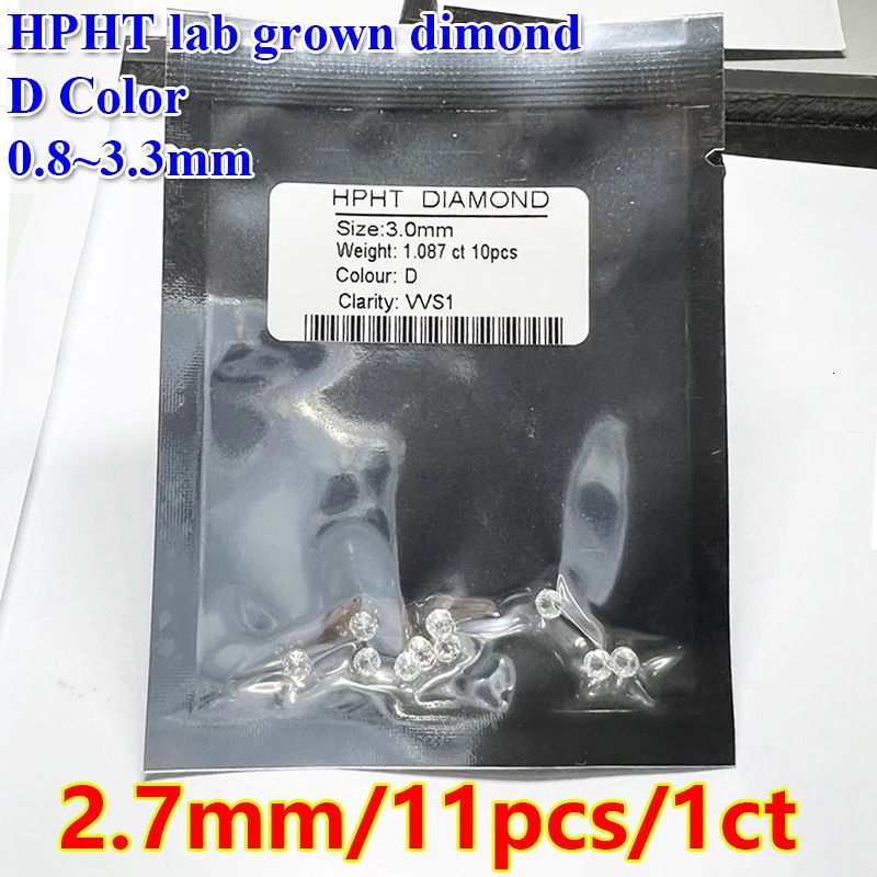 2.7mm-11pcs-1CT-D Color-VVS Clarity