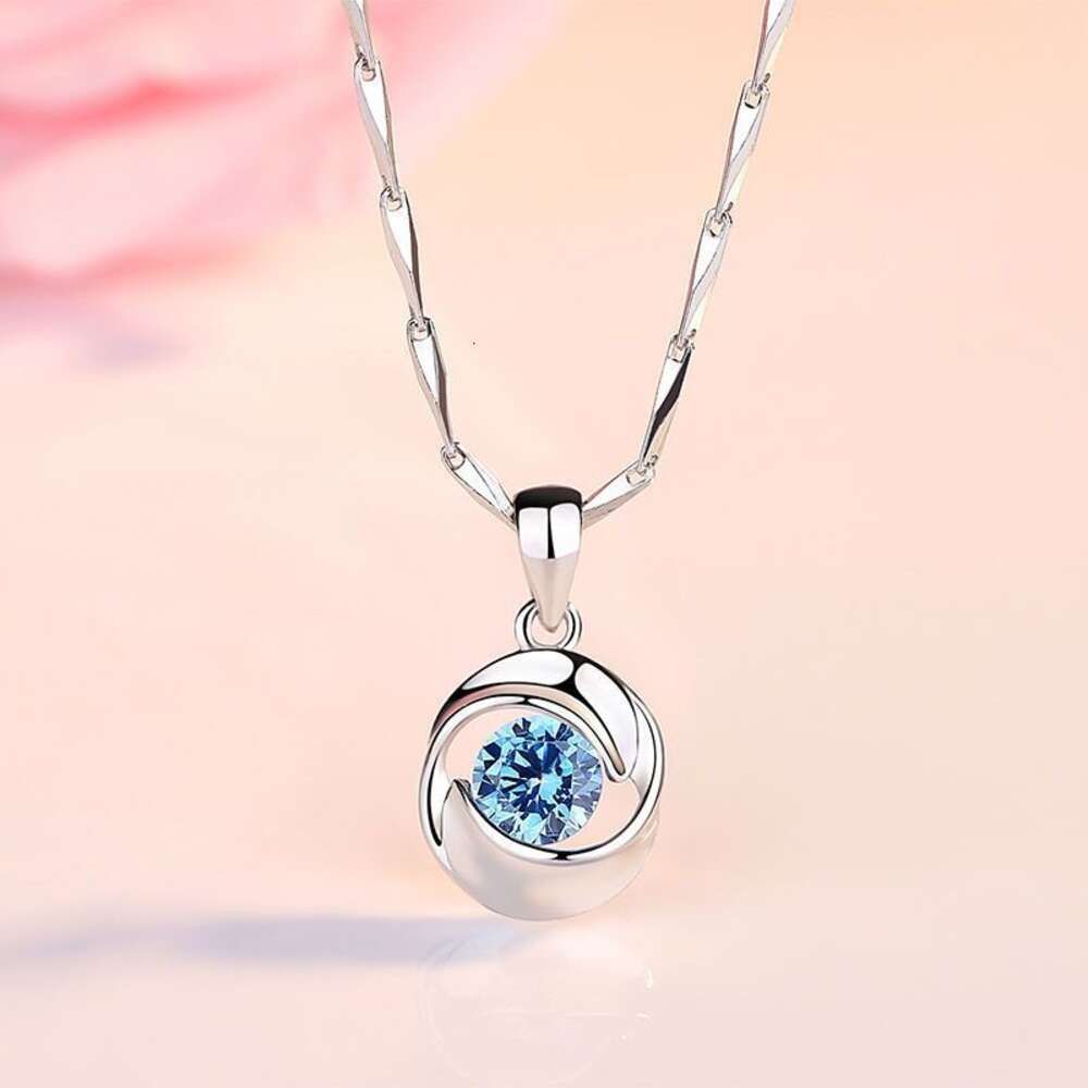 Rose Love Blue + Sterling Silver Neckl