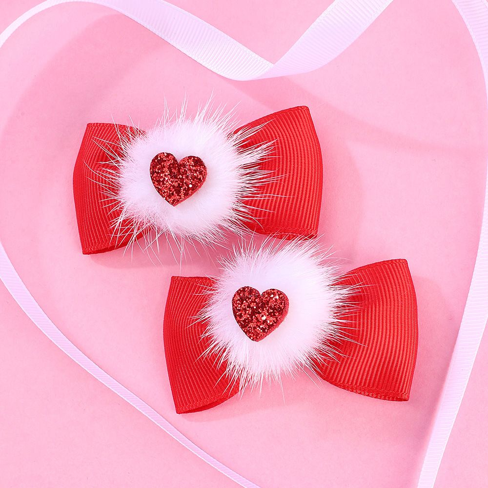 2pcs Pompon Love Heart