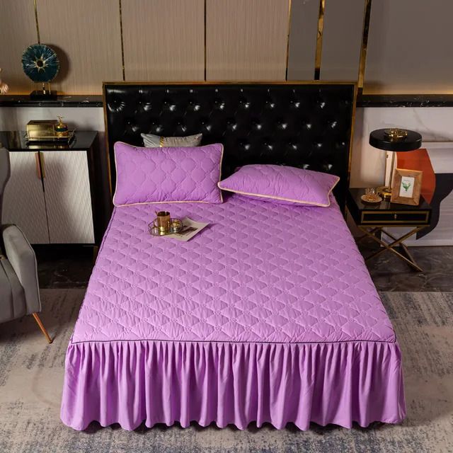 Bed Skirt-purple-Queen 60x80 Inch