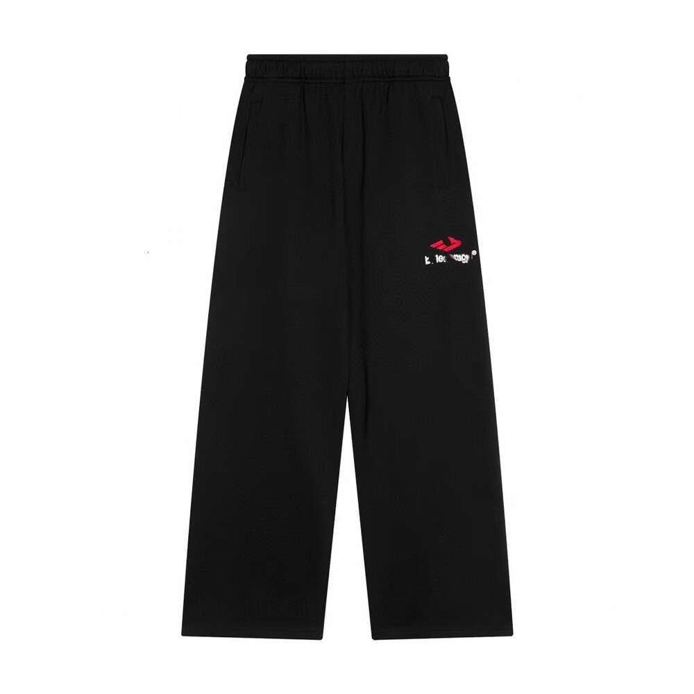 m logo embroidered pants black
