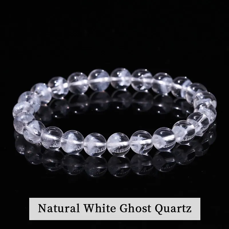 Perles 5-6 mm Quartz fantôme blanc