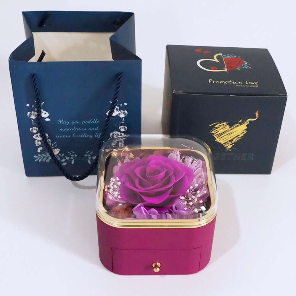 Coffret cadeau en acrylique fleur éternelle violette