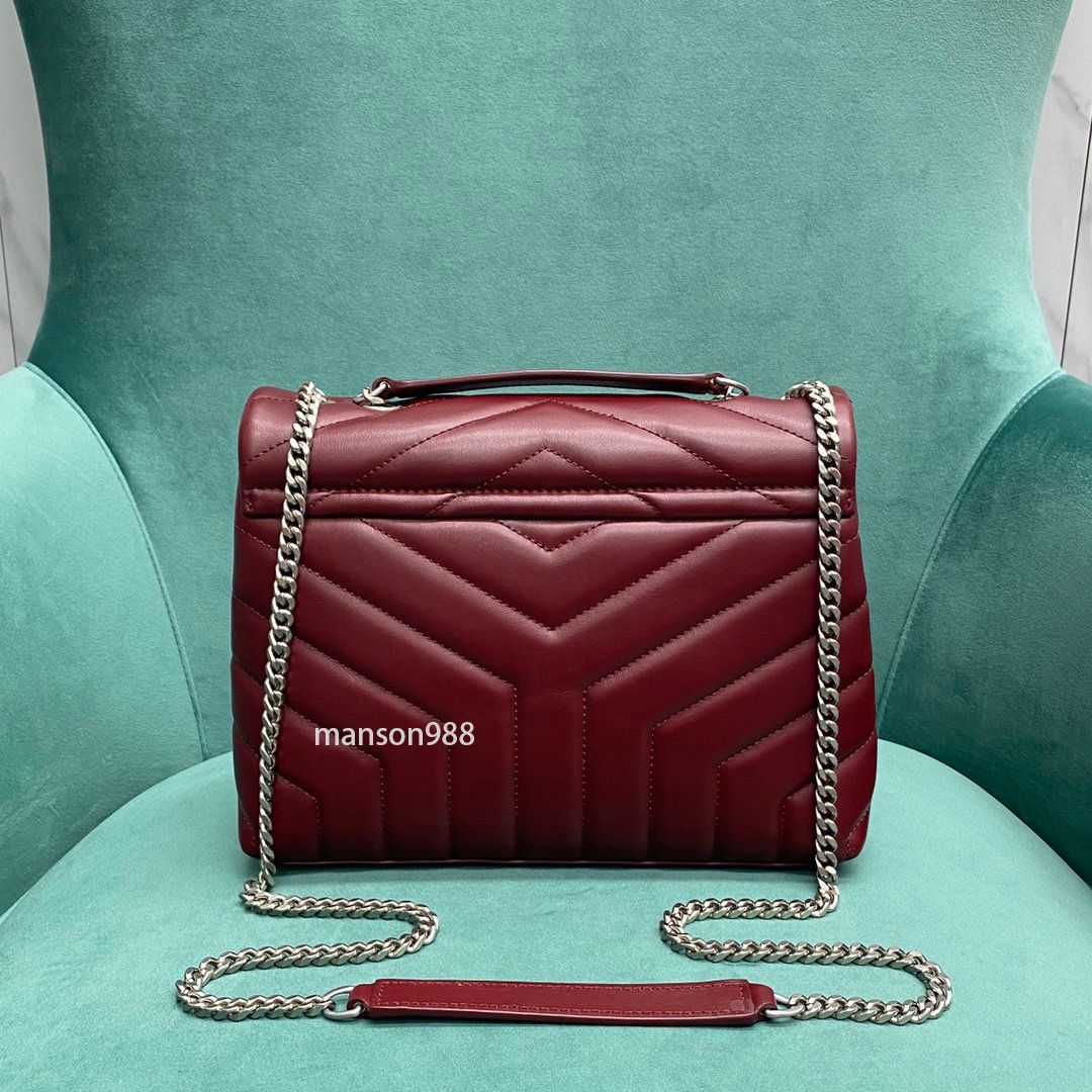 Burgundy bag with Silver chain