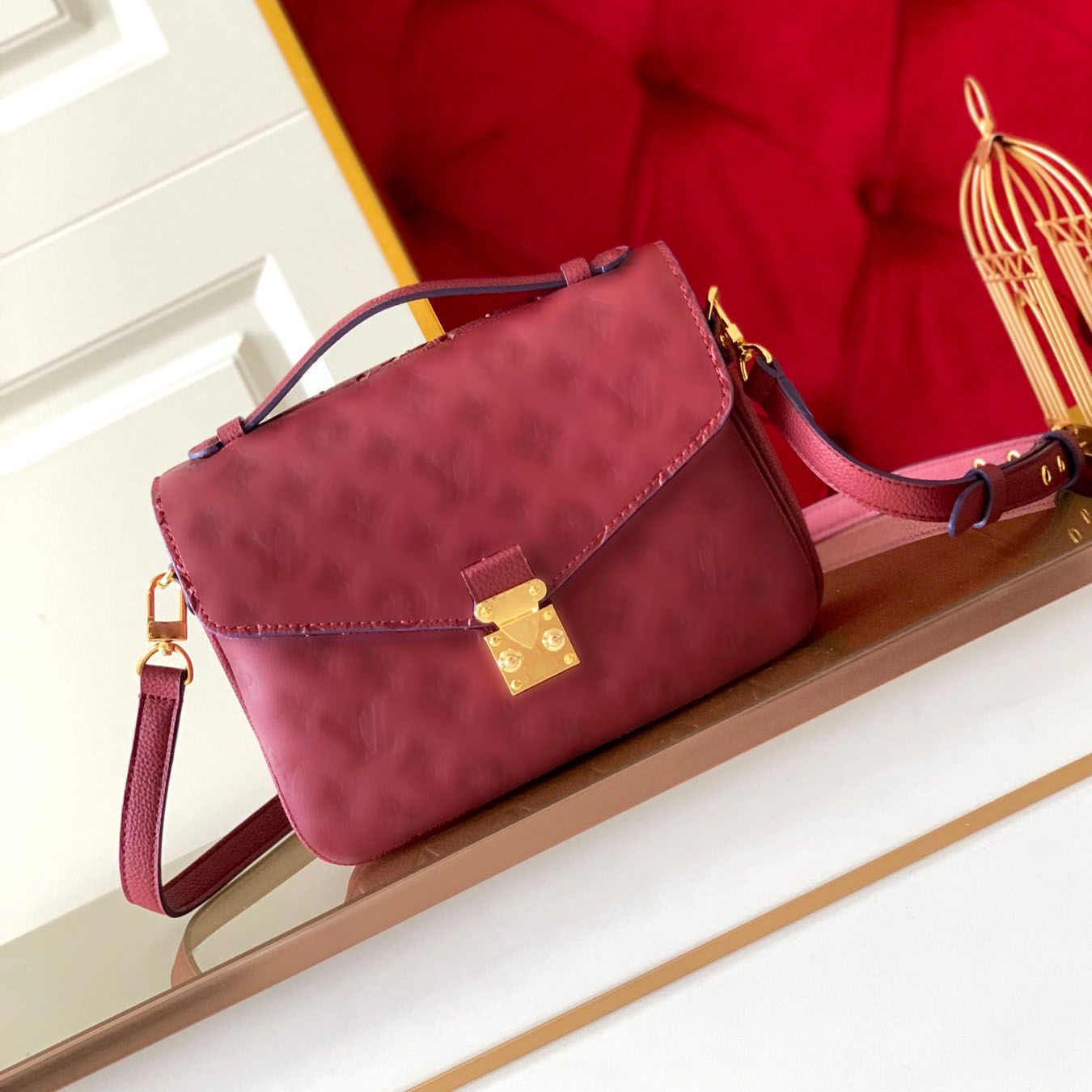 1-Burgundy embossed