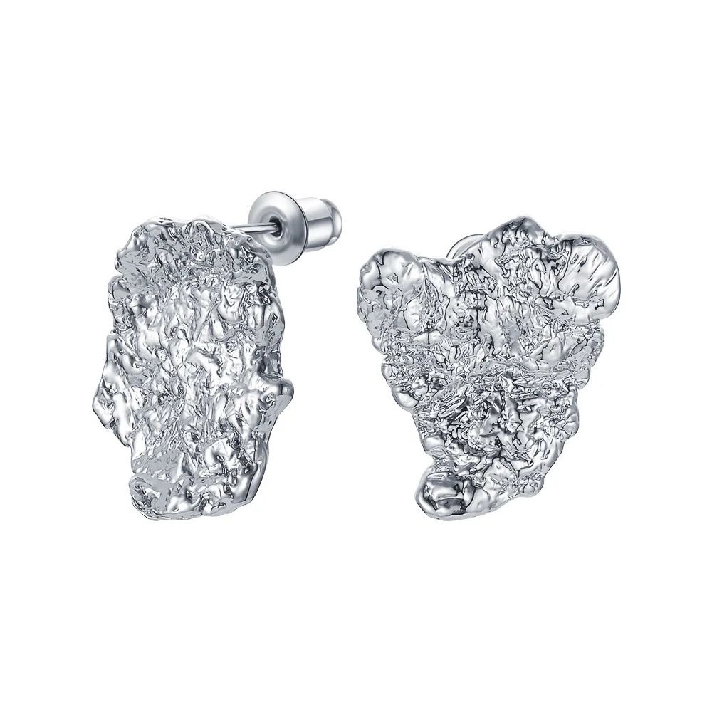 ENFASHION Pendientes de roca irregulares para mujer, pendientes góticos de botón, color dorado, joyería de moda coreana, pendientes para mujer_voghion.com