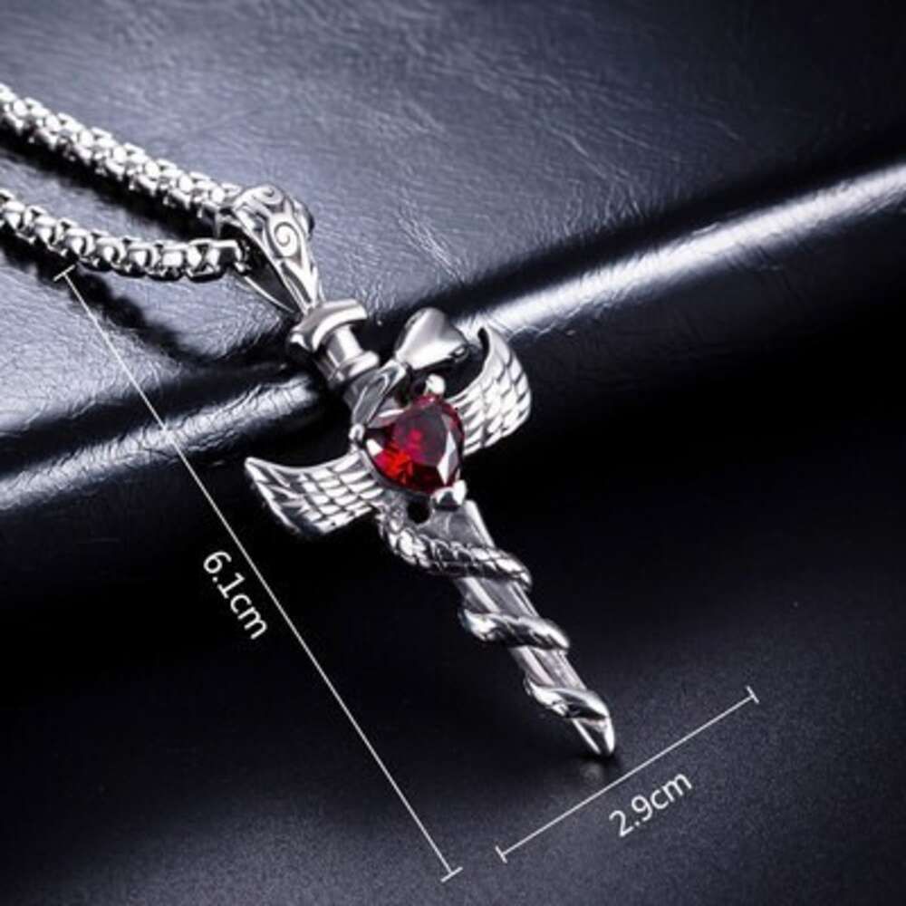 Croix Necklace Steel Gemstone Cross