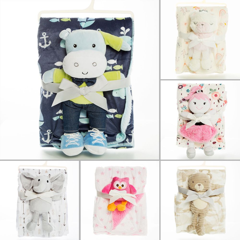 blanket with plush toy for girls