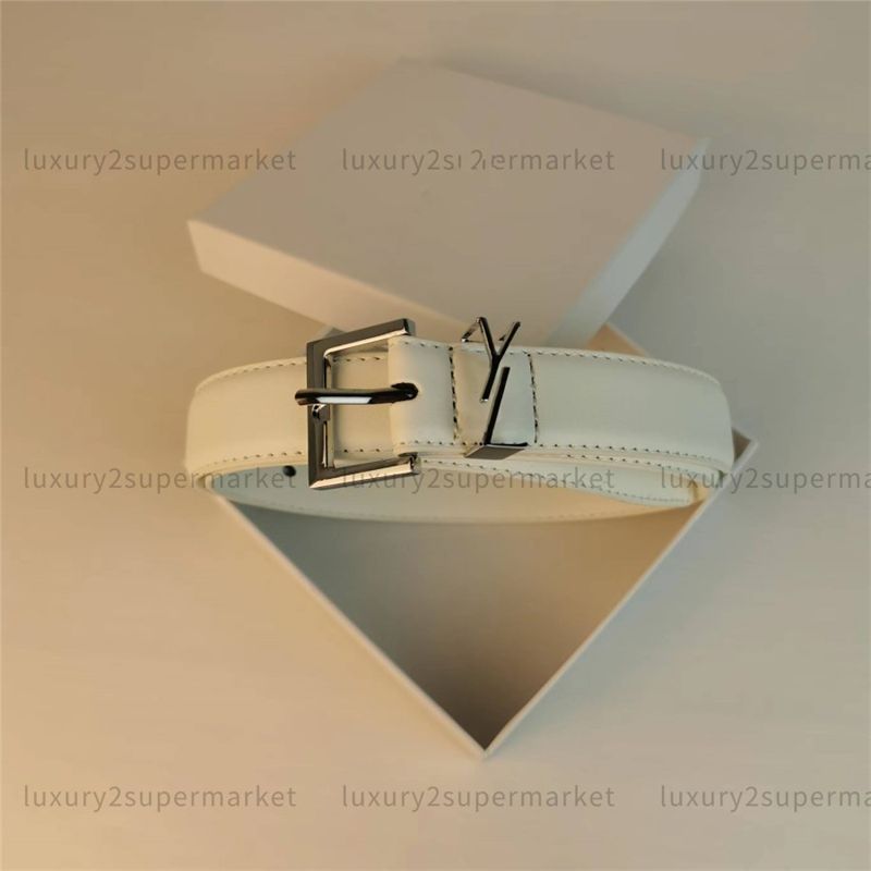 silver buckle+white belt width3cm