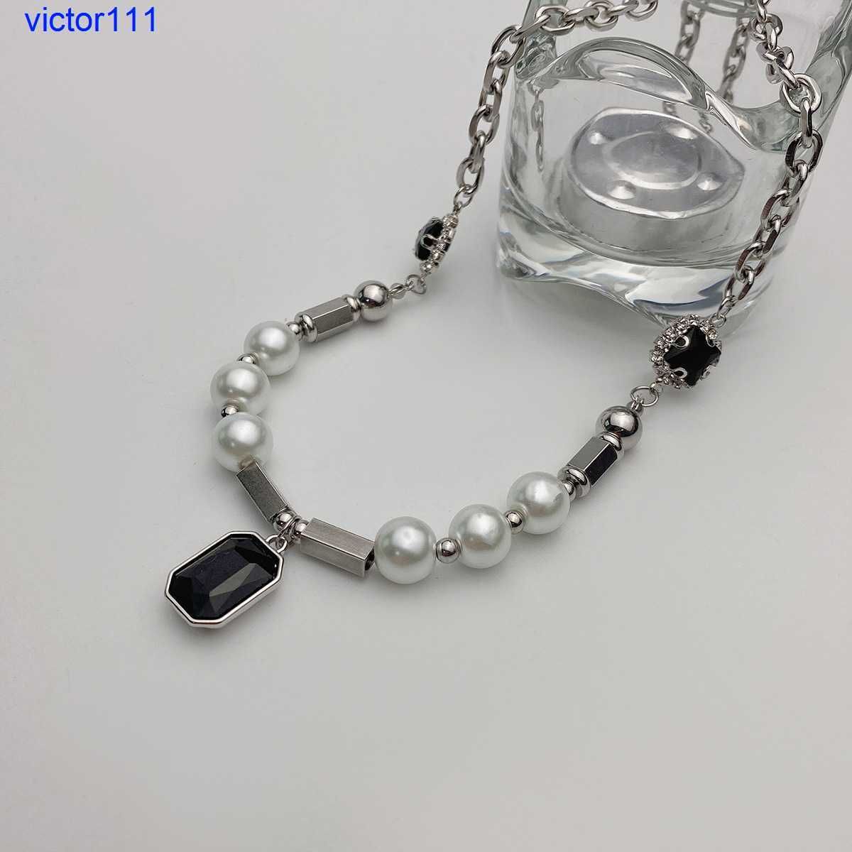 Black Gem Pendant Pearl Titanium Steel