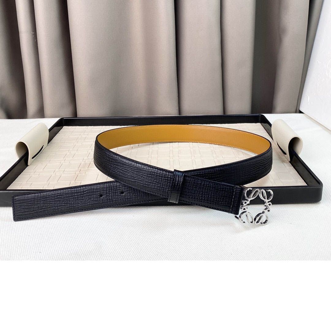 2 3.0cm Silver Buckle Black Belt