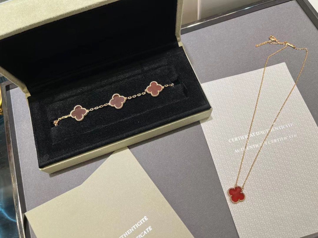 rose gold red bracelet necklace+box