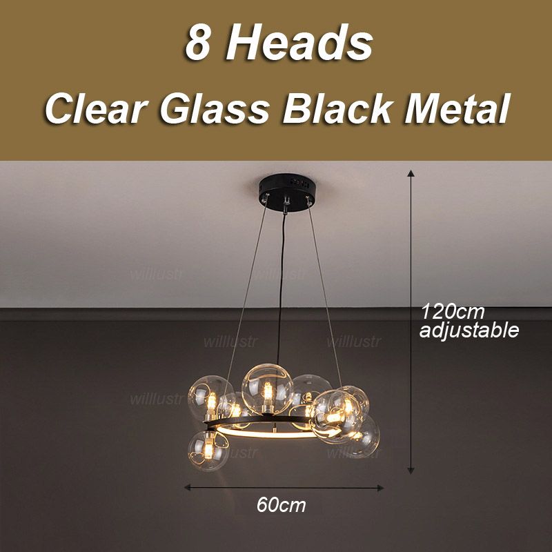 8 heads clear black