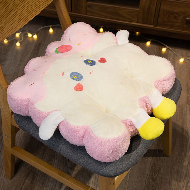 pink strawberry toast cushion