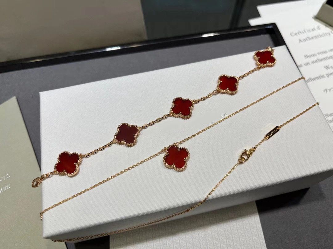 rose gold red bracelet necklace