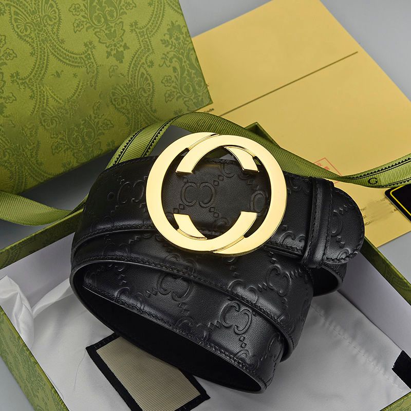 Black embossed- gold buckle