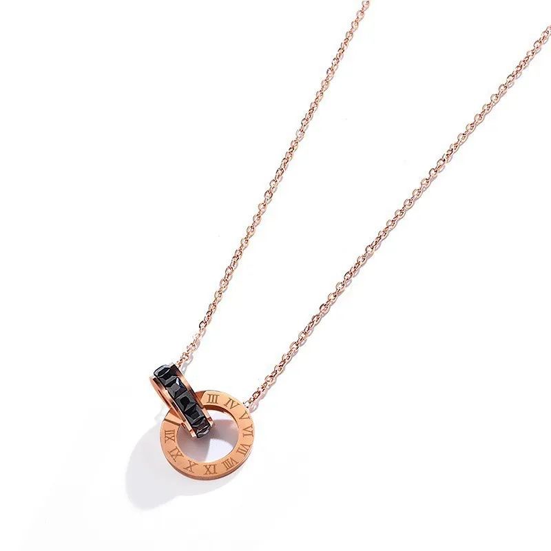 Rose Gold Black Necklace(No Box)