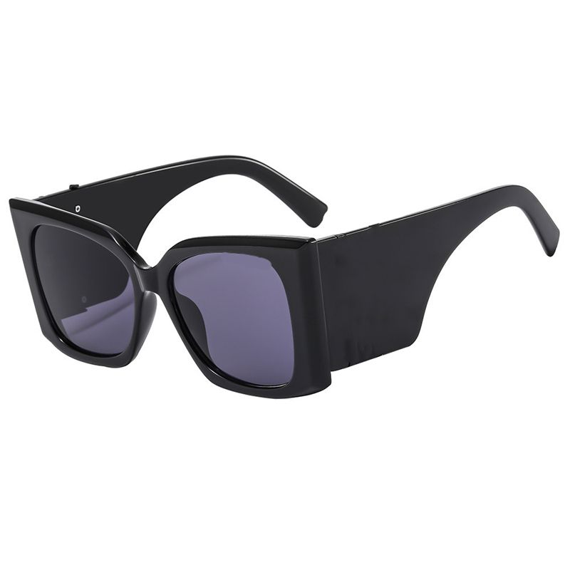 A-Black framed blue gray lenses