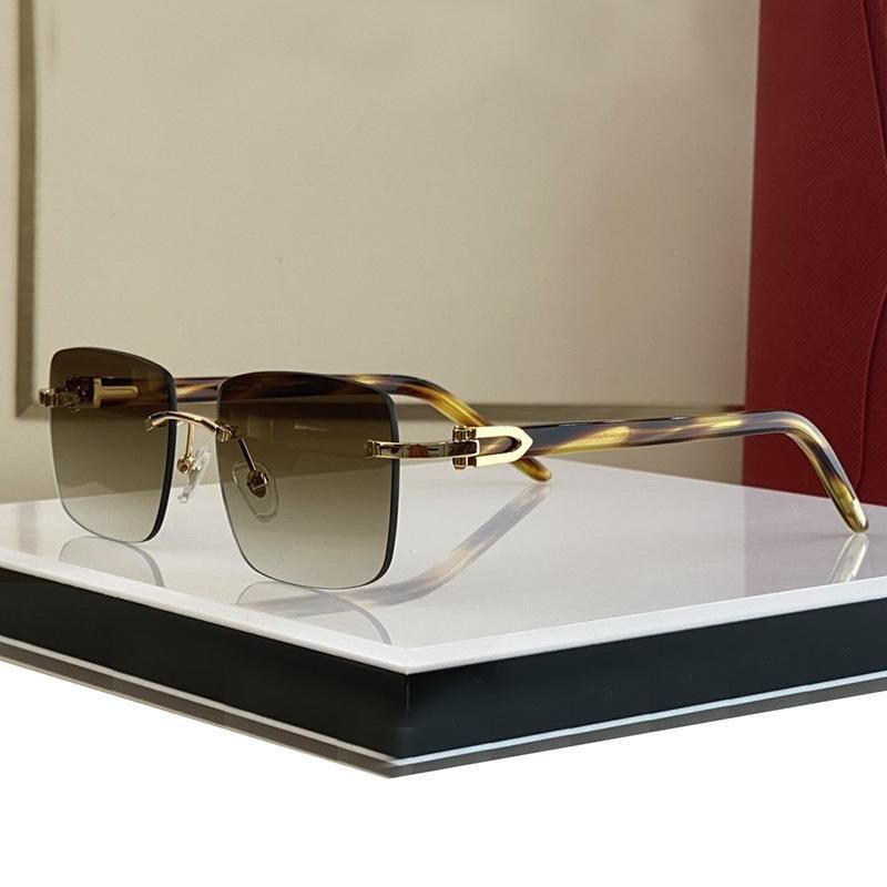 Occhiali da sole da donna retrò con montatura rettangolare e montatura dorata Carti da uomo in corno di bufalo, neri, grigi, trasparenti, UV400_voghion.com