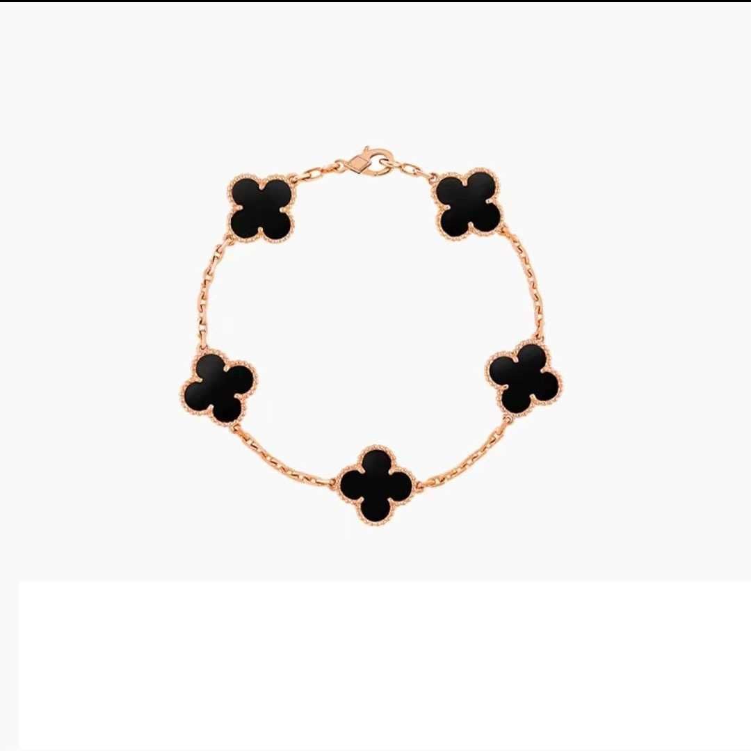 Rose Gold Bracelet - Black Agate