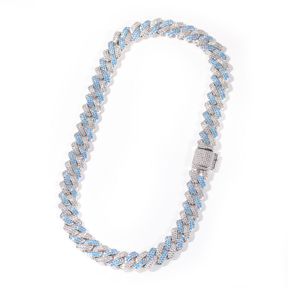 (13 mm de large) Bracelet argenté bleu-16 pouces