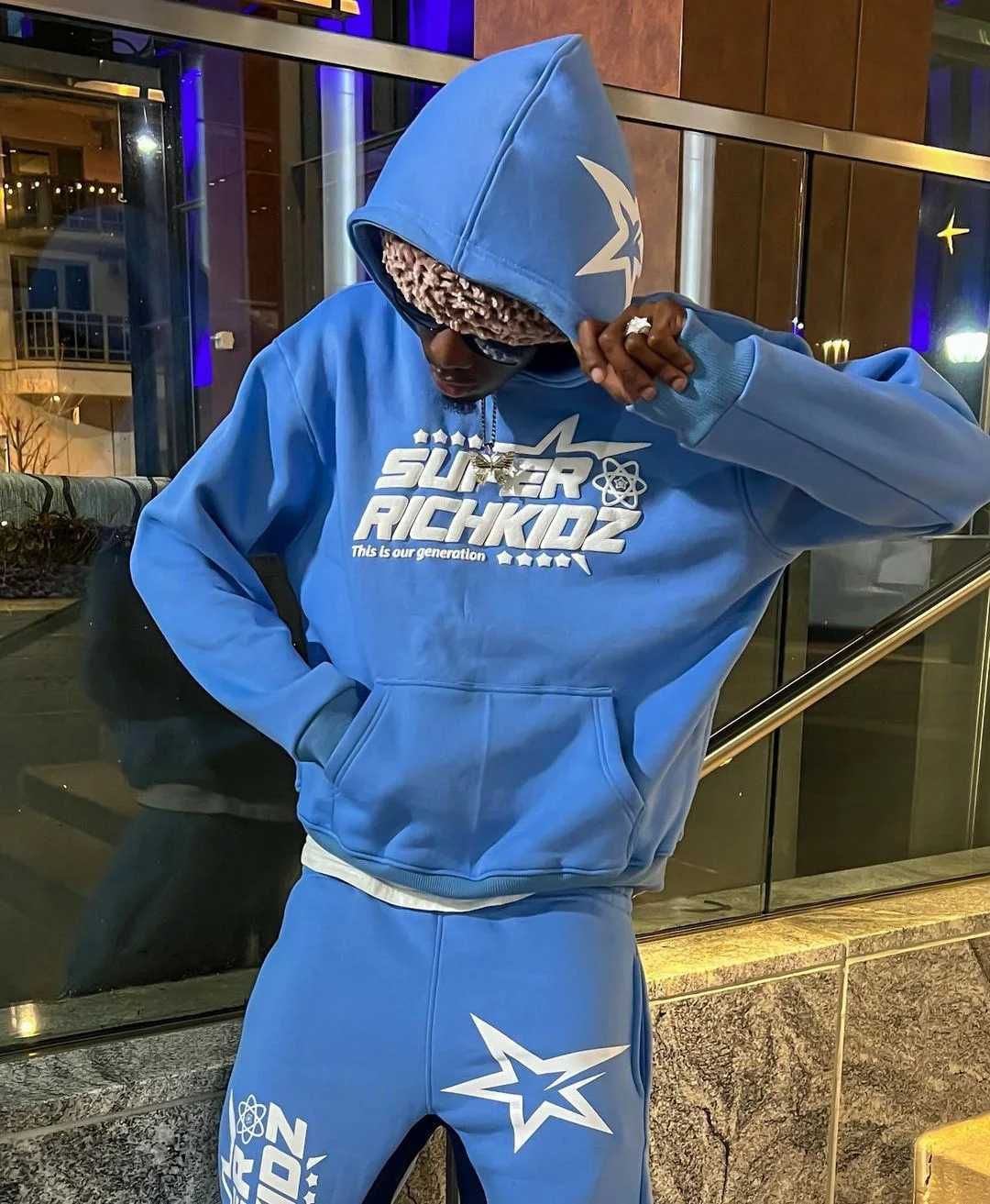 sky blue hoodie