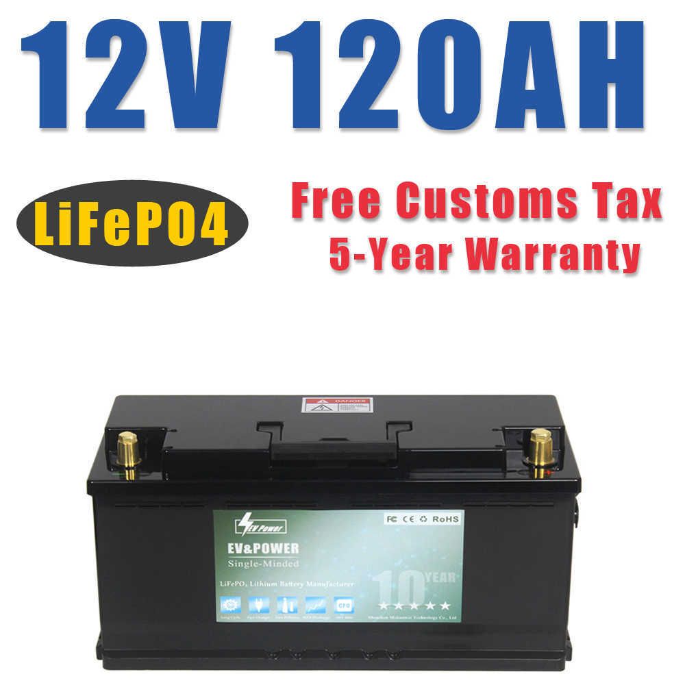 12V 120Ah LiFePO4 Battery Pack With BMS Lithium Power Golf Cart Batteries  6000 Cycles RV Campers Solar Energy Off-Road Off-Grid