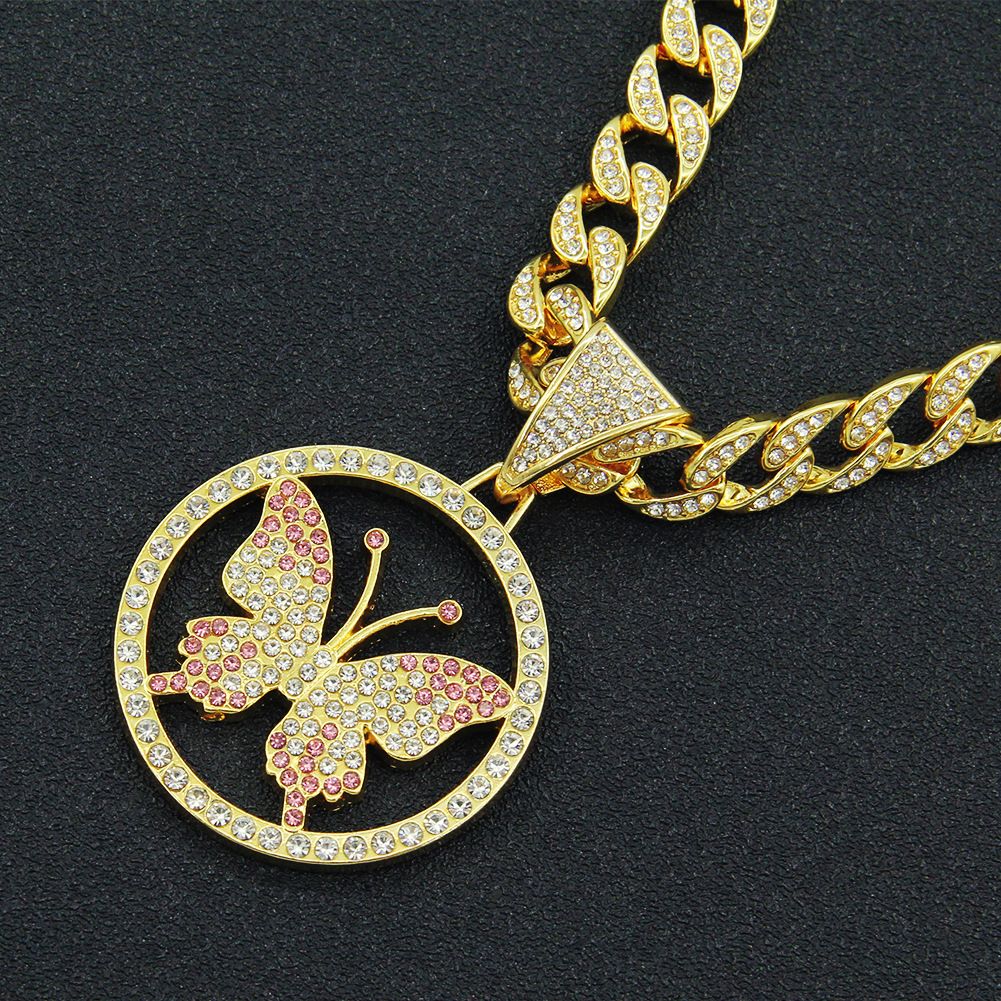 gold pink zircon 50cm Cuban chain