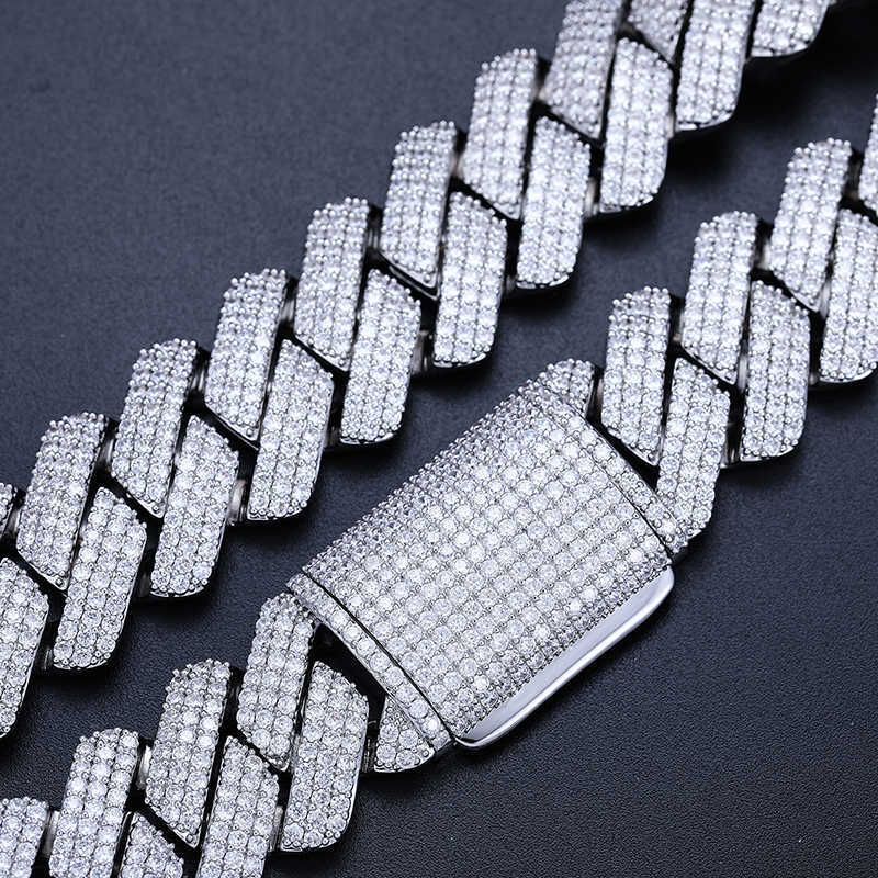 Mens Miami Cuban Link Bracelet Simulated Moissanite 925 Sterling Silver