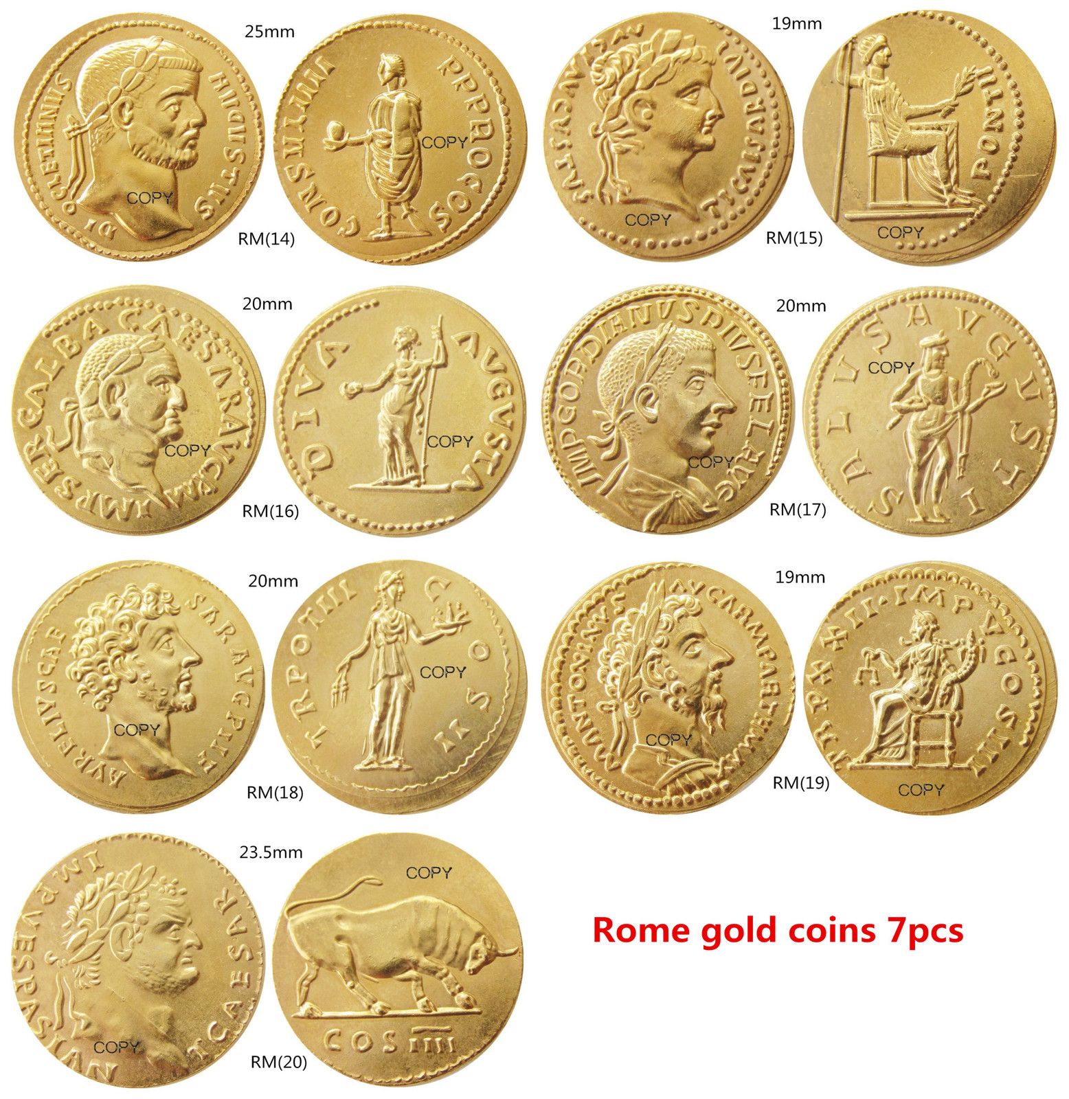 Rome Gold Coin7pcs