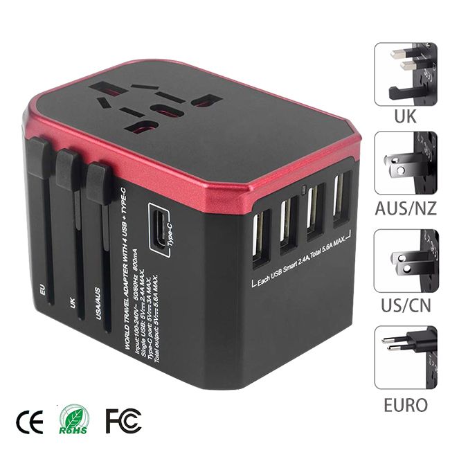 4usb 1 c vermelho-plugue universal