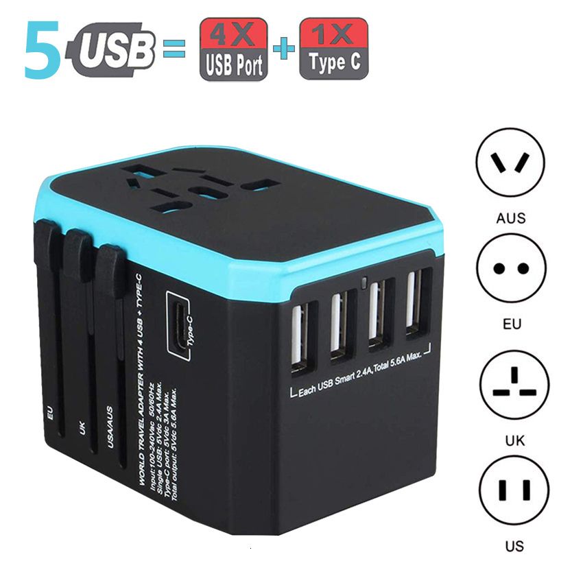 4 USB 1 Typ C Blue-University Plug