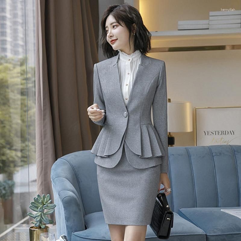 grey skirt suits