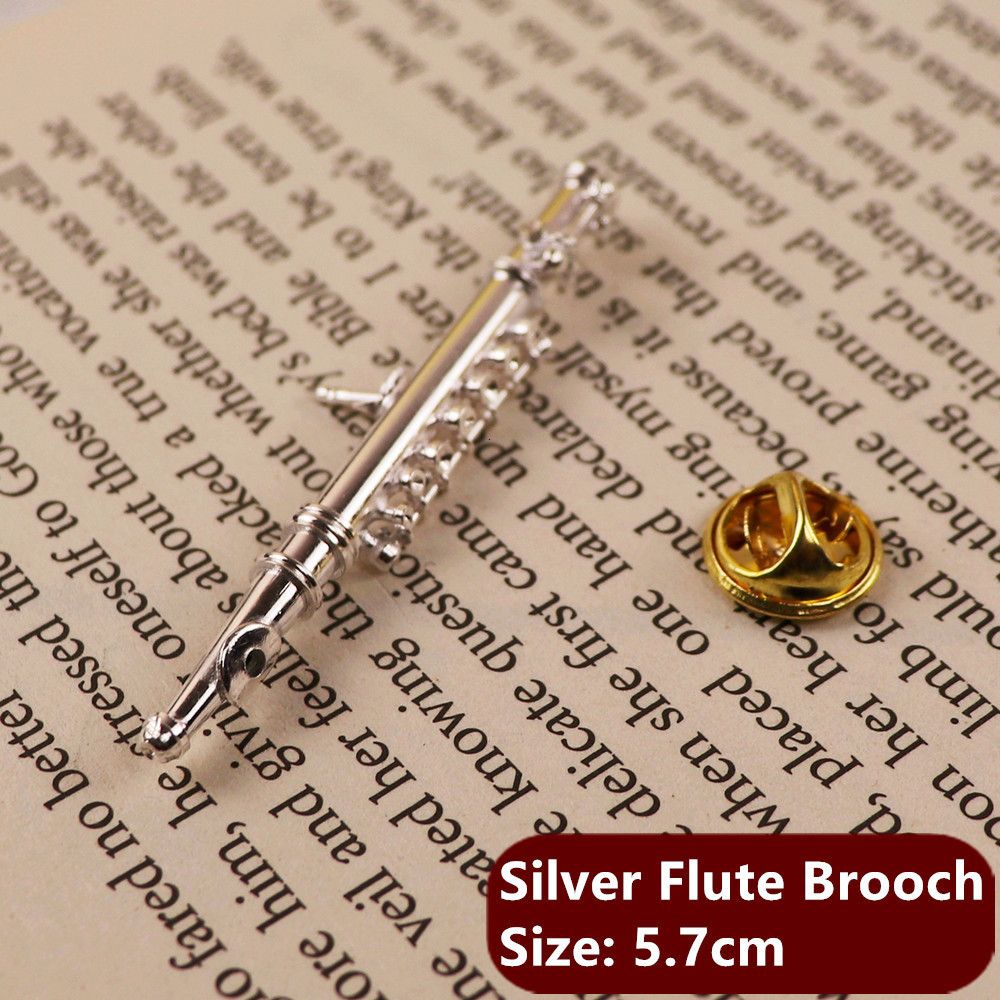 Silver Flute Brooch