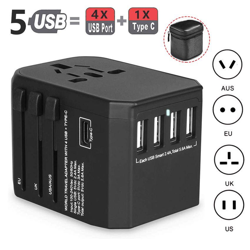 4USB 1TYPE C Black