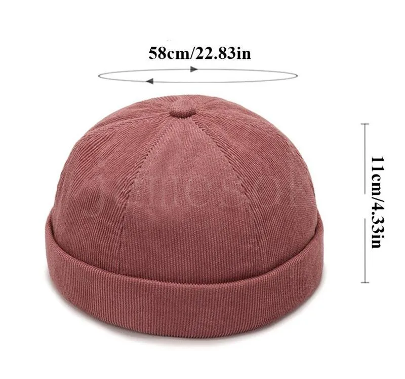 Lot De 8 Bonnets Sans Bord (casquette Docker) Pour Homme - Velours Côtelé - Couleurs Assorties - Style Streetwear Vintage